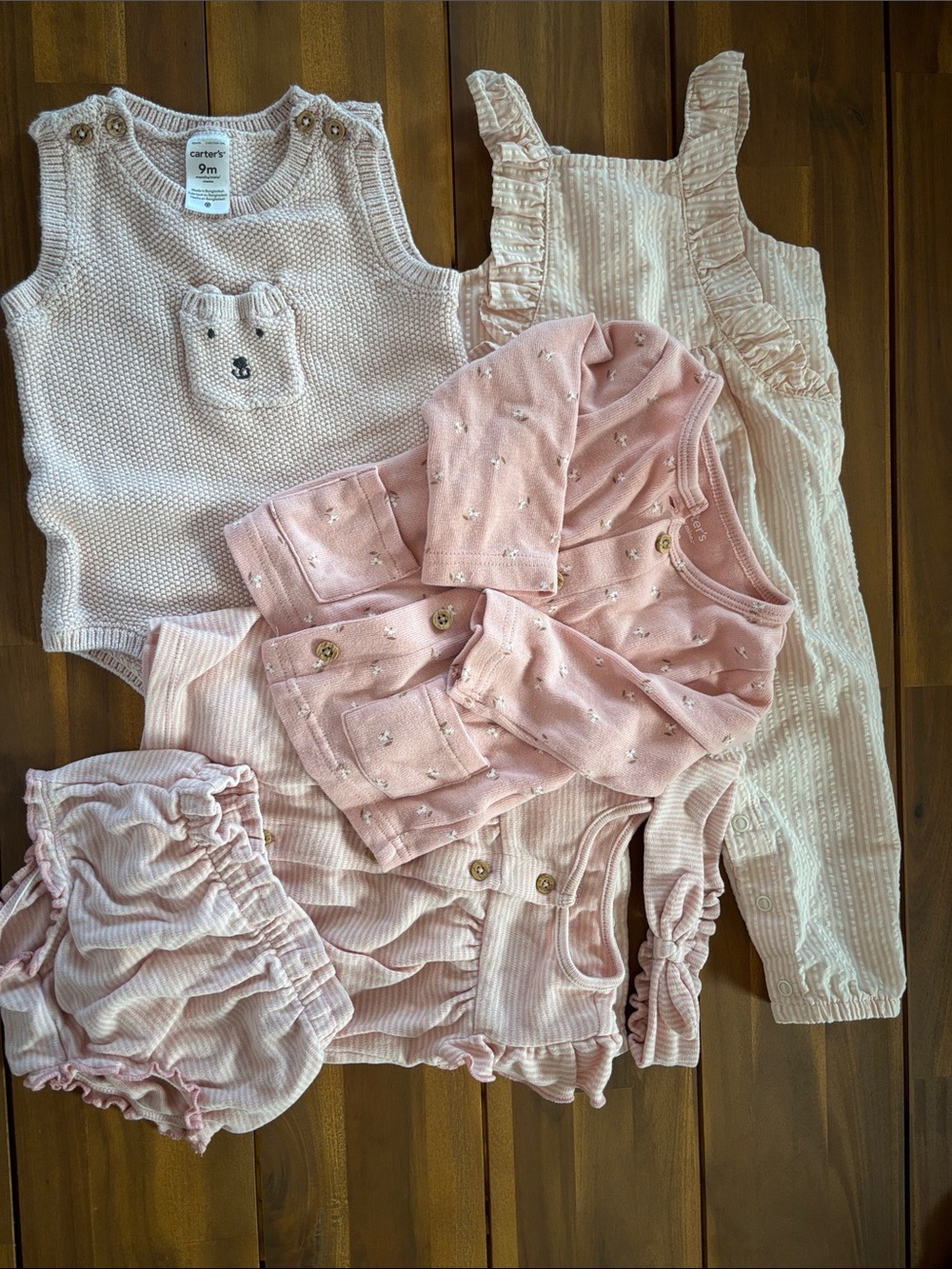 Carter's Soft Pink Knit & Ribbed Coordinated Baby Outfit Set